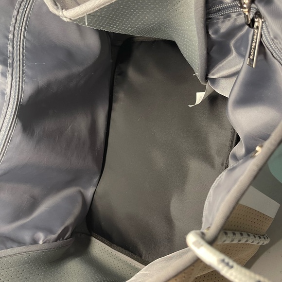 Brown and Gray Perforated Tote Bag with Pouch - Picture 4 of 9